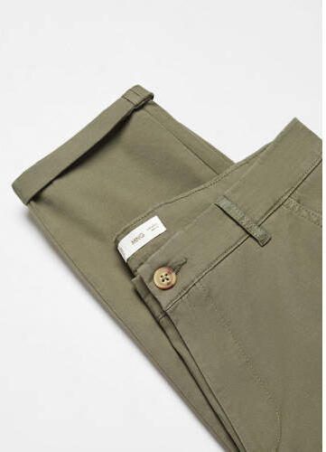 Mango Kids broek kaki Groen Jongens Katoen Effen 164(XS) - Foto 2