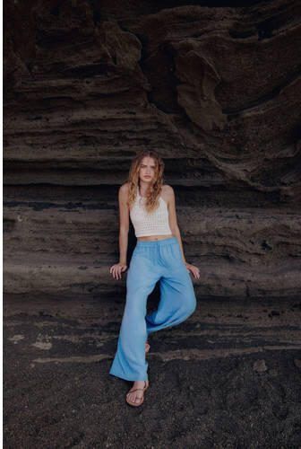 Mango Kids broek lichtblauw Meisjes Katoen Effen 152(XXS)