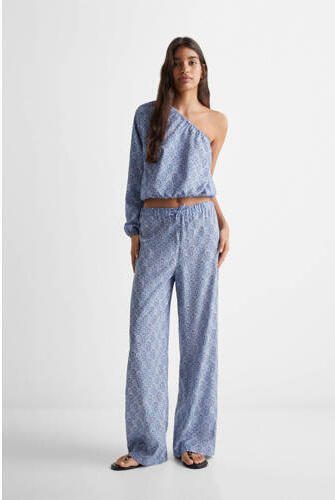 Mango Kids broek met all over print blauw Meisjes Viscose All over print 152(XXS)