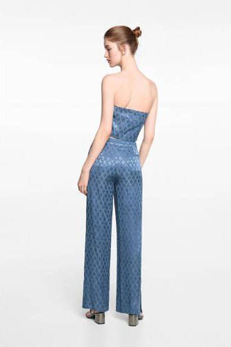 Mango Kids broek met all over print blauw Meisjes Viscose All over print 152(XXS) - Foto 3