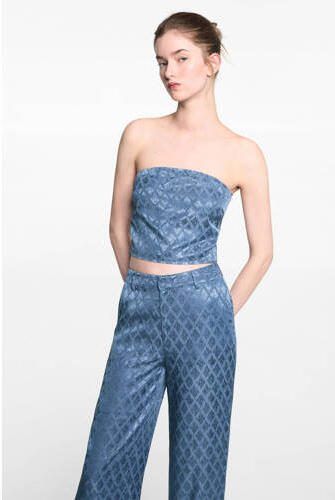 Mango Kids broek met all over print blauw Meisjes Viscose All over print 152(XXS) - Foto 2
