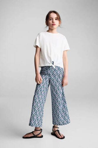 Mango Kids broek met all over print blauw lila Meisjes Katoen All over print 128