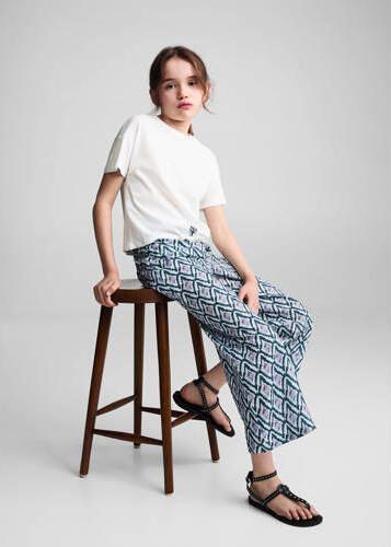 Mango Kids broek met all over print blauw lila Meisjes Katoen All over print 128 - Foto 2