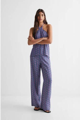 Mango Kids broek met all over print donkerblauw paars Meisjes Viscose All over print 152(XXS) - Foto 3