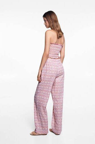 Mango Kids broek met all over print lichtroze Meisjes Katoen All over print 152(XXS) - Foto 3