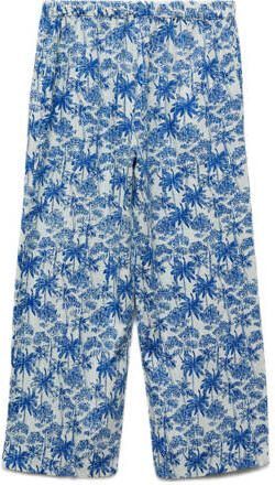 Mango Kids broek met all over print middenblauw Meisjes Katoen All over print 116