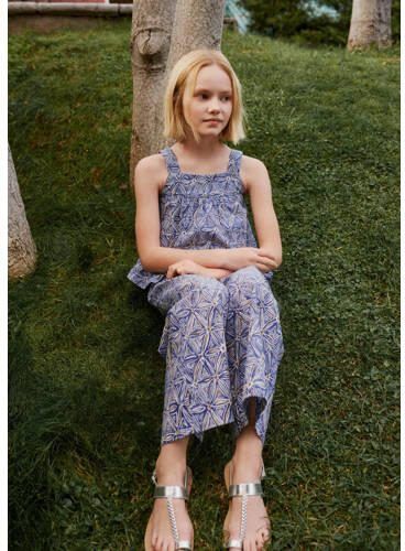 Mango Kids broek met all over print paars Meisjes Katoen All over print 116 - Foto 2