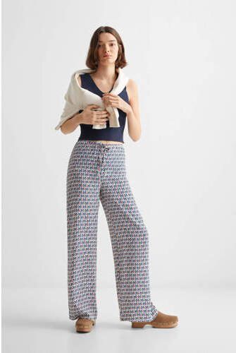 Mango Kids broek met all over print rood blauw wit Multi Meisjes Viscose 152(XXS)