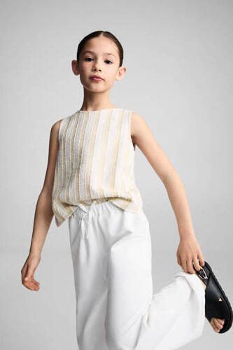 Mango Kids broek wit Meisjes Viscose Effen 152 | Broek van