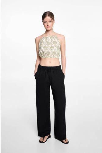 Mango Kids broek zwart Meisjes Katoen Effen 23 | Broek van