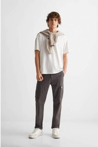 Mango Kids cargobroek antraciet Grijs Jongens Stretchkatoen Effen 158(XXS)