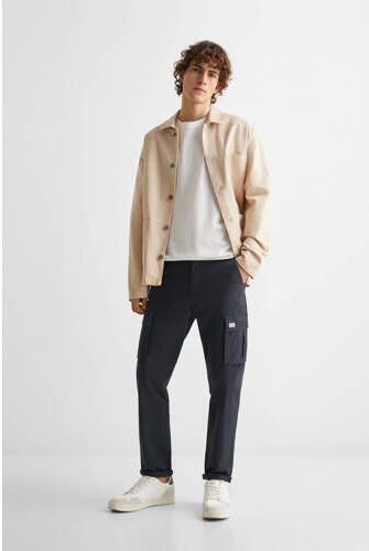 Mango Kids cargobroek donkerblauw Jongens Stretchkatoen Effen 158(XXS)