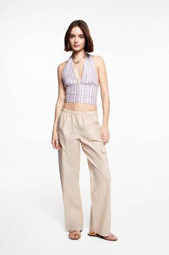 Mango Kids cargobroek lichtbeige Meisjes Katoen Effen 152(XXS)