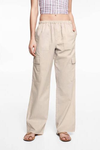 Mango Kids cargobroek lichtbeige Meisjes Katoen Effen 152(XXS) - Foto 3