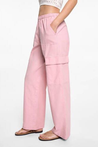 Mango Kids cargobroek Roze Meisjes Katoen Effen 152(XXS)