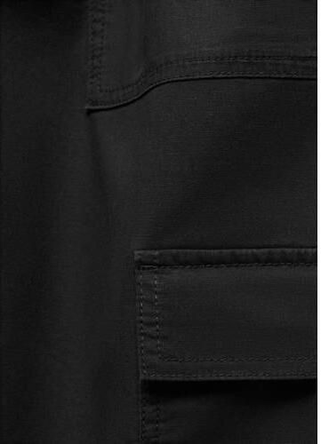 Mango Kids cargobroek Zwart Meisjes Katoen Effen 152(XXS)