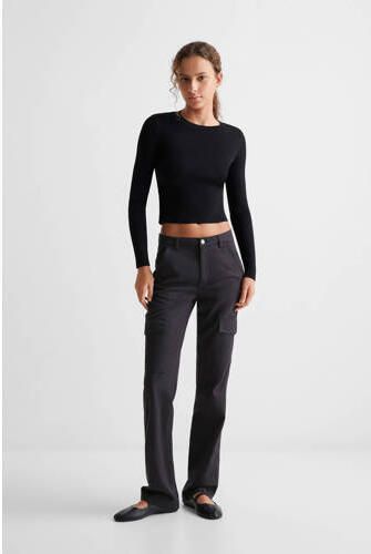 Mango Kids cargobroek zwart Meisjes Lyocell Effen 152(XXS)