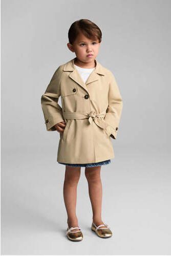 Mango Kids coat zomer zand Jas Beige Meisjes Katoen Klassieke kraag Effen 116 - Foto 1