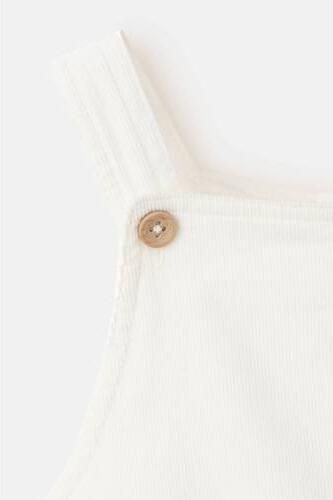 Mango Kids corduroy tuinbroek wit Jongens Katoen Effen - Foto 3