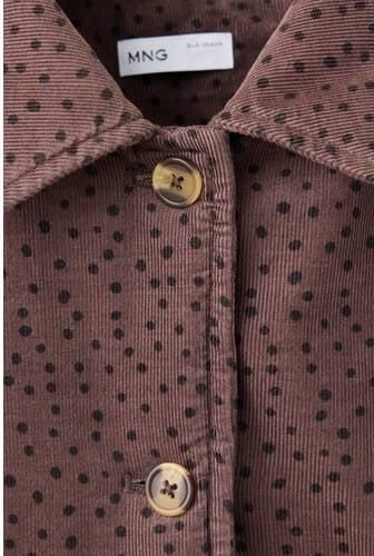 Mango Kids corduroy tussenjas met stippen bruin zwart Stip - Foto 4