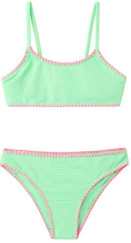 Mango Kids crop bikini limegroen roze Meisjes Polyamide Effen