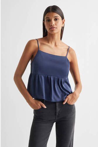 Mango Kids crop top donkerblauw Meisjes Polyester Vierkante hals Effen 158(XS) - Foto 3