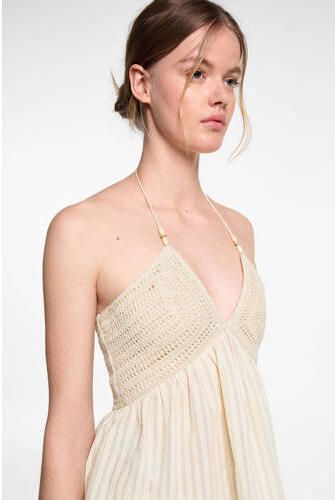 Mango Kids crop top ecru Meisjes Katoen Halter Effen 152(XXS)
