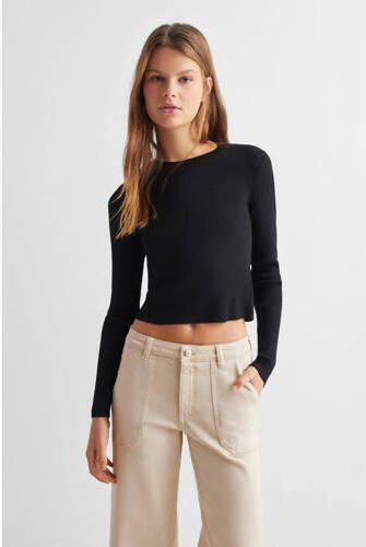 Mango Kids cropped broek lichtbeige Ecru Meisjes Katoen Effen 152(XXS) - Foto 2