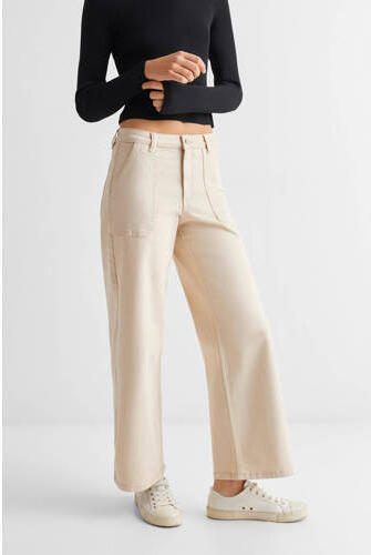Mango Kids cropped broek lichtbeige Ecru Meisjes Katoen Effen 152(XXS) - Foto 3
