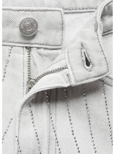 Mango Kids denim short grijs Korte broek Meisjes Katoen Effen 152(XXS)