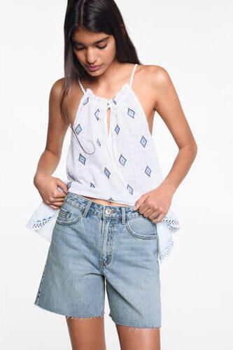Mango Kids denim short light blue denim Korte broek Blauw Effen 152(XXS)