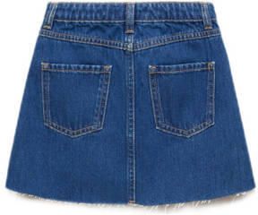 Mango Kids denim; spijkerrok medium blue denim Blauw Effen 116