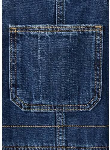 Mango Kids denim tuinbroek changeant blauw Effen - Foto 2