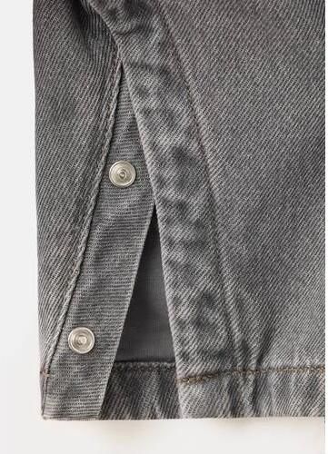Mango Kids denim tuinbroek changeant grijs Effen - Foto 3