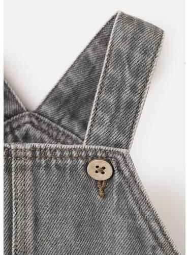 Mango Kids denim tuinbroek changeant grijs Effen - Foto 2
