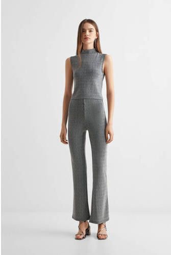 Mango Kids flared broek grijs Meisjes Polyamide Effen 152(XXS)