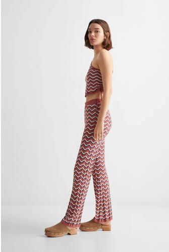 Mango Kids flared broek met all over print oudroze Meisjes Polyamide All over print 152(XXS)
