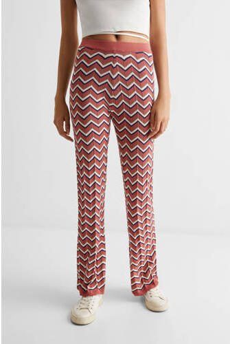 Mango Kids flared broek met all over print oudroze Meisjes Polyamide All over print 152(XXS) - Foto 2