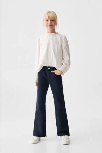 Mango Kids flared jeans donkerblauw Meisjes Denim Effen 116