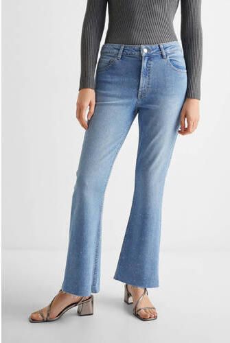 Mango Kids flared jeans lichtblauw Meisjes Denim Effen 152(XXS)