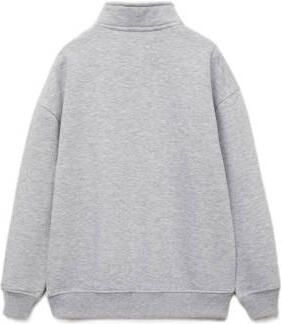 Mango Kids fleecetrui grijs Jongens Katoen Opstaande kraag Printopdruk 128 - Foto 3