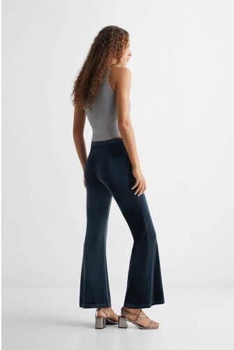 Mango Kids fluwelen flared broek met textuur marineblauw Meisjes Fluweel 152(XXS) - Foto 3