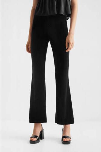 Mango Kids fluwelen flared broek met textuur zwart Meisjes Fluweel Effen 152(XXS)