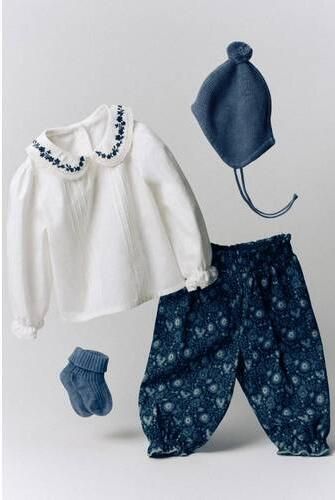 Mango Kids gebloemde ballonbroek donkerblauw Meisjes Katoen All over print - Foto 3