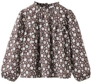 Mango Kids gebloemde blouse bruin Meisjes Katoen Ronde hals Bloemen