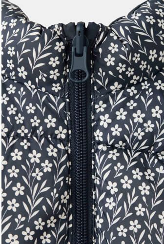 Mango Kids gebloemde bodywarmer marineblauw Meisjes Polyester Opstaande kraag - Foto 3