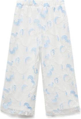 Mango Kids gebloemde broek wit blauw Meisjes Polyamide Bloemen 116 - Foto 2
