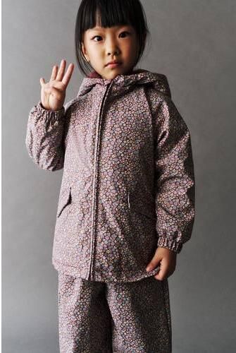 Mango Kids gebloemde jas paars Meisjes Polyester Capuchon Bloemen