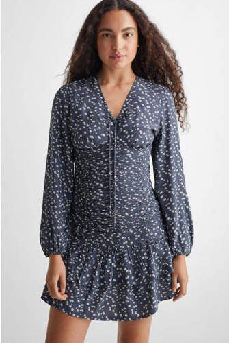 Mango Kids gebloemde jurk donkerblauw wit Meisjes Viscose V-hals Bloemen 152(XXS) - Foto 3