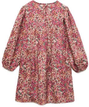Mango Kids gebloemde jurk donkerrood Meisjes Lyocell Ronde hals Bloemen 116